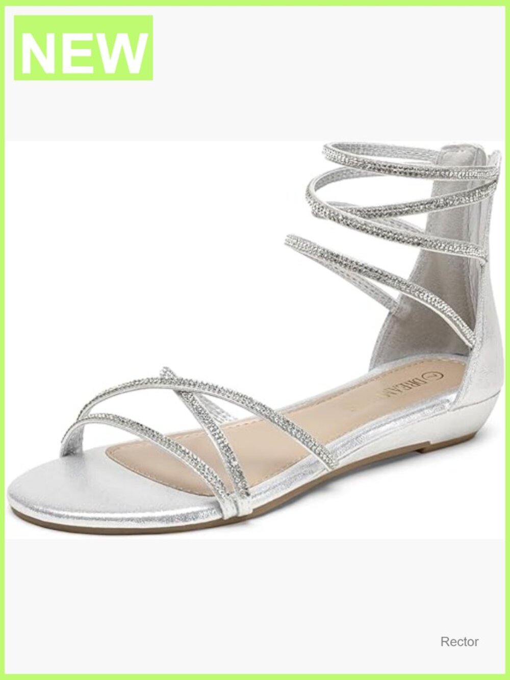 Sparkly Rhinestone Gladiator Sandals with Zip Closure - Wedge Heel Strappy